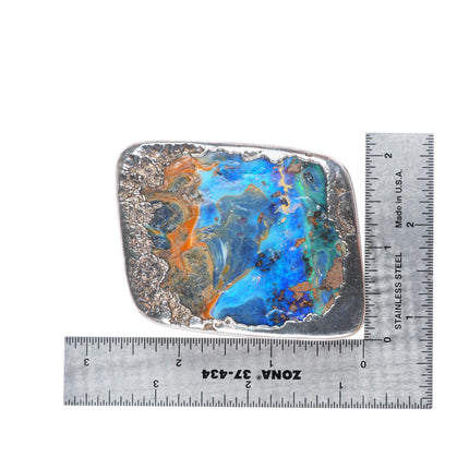 1.5" retro sterling silver boulder opal brutalist style artisan belt buckle