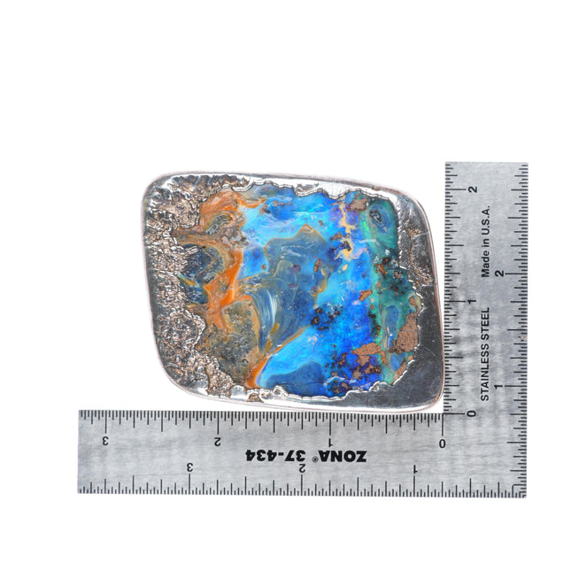 1.5" retro sterling silver boulder opal brutalist style artisan belt buckle
