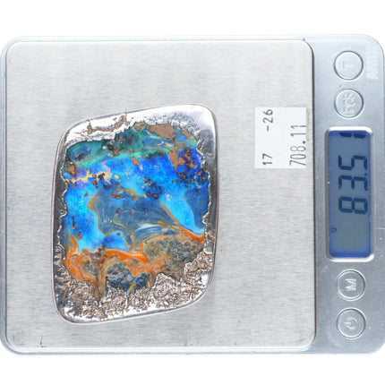 1.5" retro sterling silver boulder opal brutalist style artisan belt buckle
