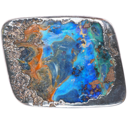 1.5" retro sterling silver boulder opal brutalist style artisan belt buckle