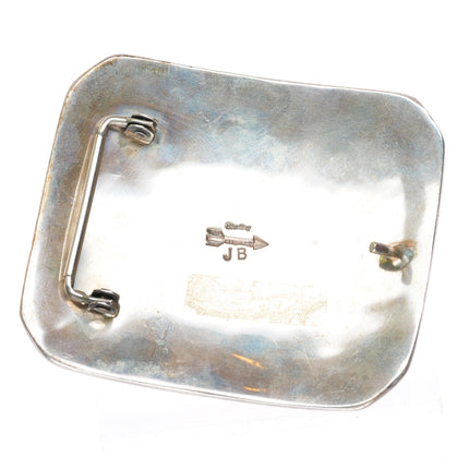 1.5" Jefferson Brown Navajo Heavy sterling silver turquoise belt buckle