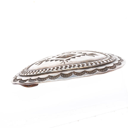 0.75" c1940-50's vintage Navajo deep stamped sterling silver belt buckle
