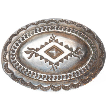 0.75" c1940-50's vintage Navajo deep stamped sterling silver belt buckle