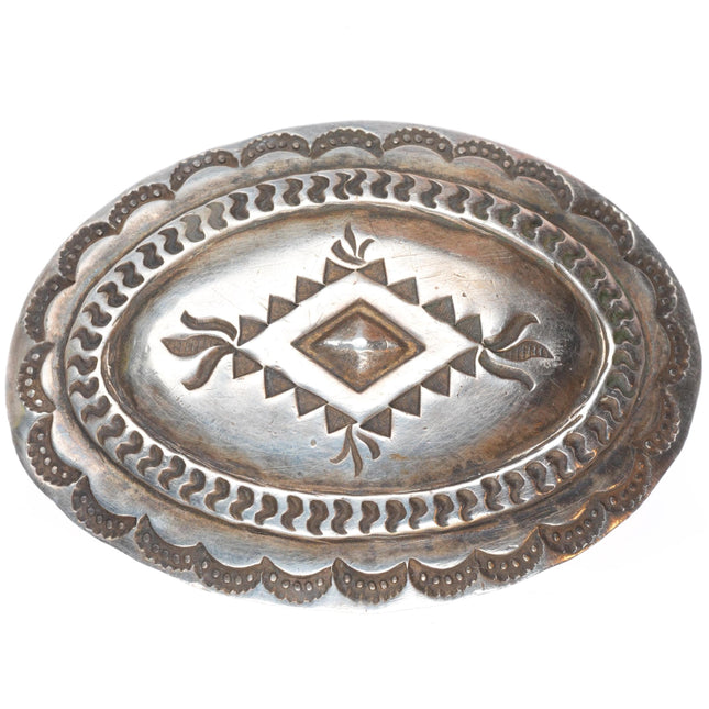 0.75" c1940-50's vintage Navajo deep stamped sterling silver belt buckle