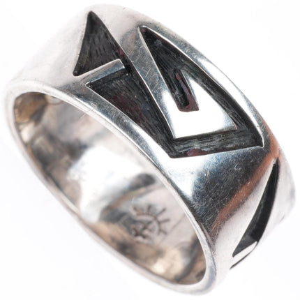 sz7.5 Leonard Shupla Hopi overlay band ring sterling silver