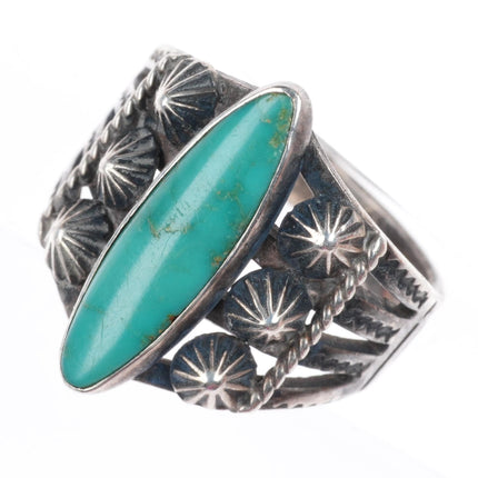 sz6 c1930-40's Fred Harvey style Navajo sterling silver ring with turquoise
