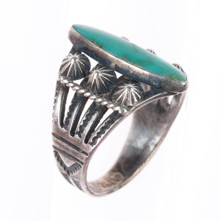 sz6 c1930-40's Fred Harvey style Navajo sterling silver ring with turquoise
