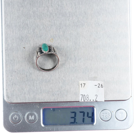 sz6 c1930-40's Fred Harvey style Navajo sterling silver ring with turquoise