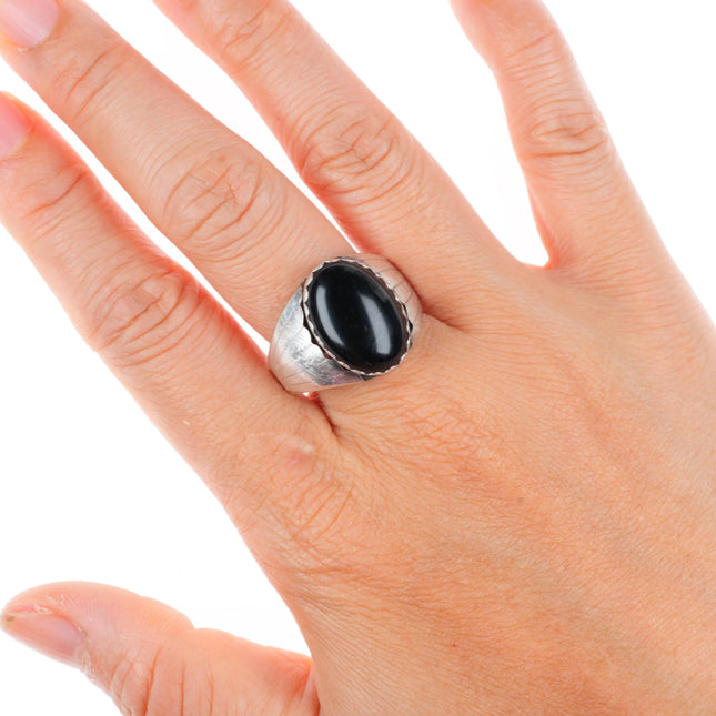 sz11.25 vintage Navajo sterling silver onyx size 11.25 men's ring
