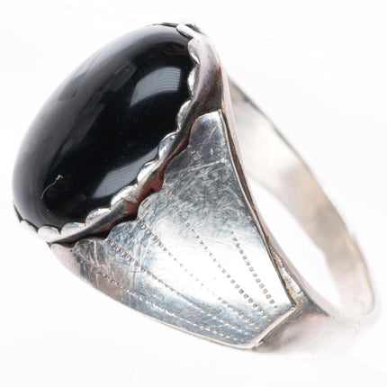 sz11.25 vintage Navajo sterling silver onyx size 11.25 men's ring