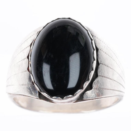 sz11.25 vintage Navajo sterling silver onyx size 11.25 men's ring
