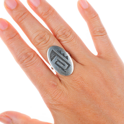 sz7 vintage Hopi Silvercrafts Guild Overlay ring sterling silver
