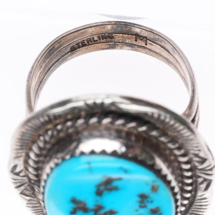 sz8 M vintage Navajo Kingman Turquoise sterling silver size 8 ring