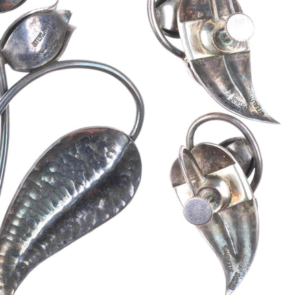 1940's Georg Jensen USA sterling silver Lily of the Valley brooch/pin/earrings