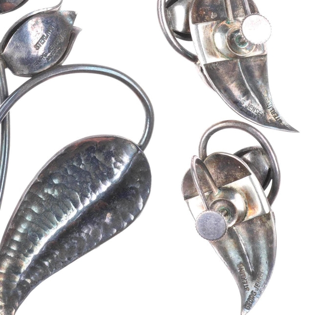 1940's Georg Jensen USA sterling silver Lily of the Valley brooch/pin/earrings
