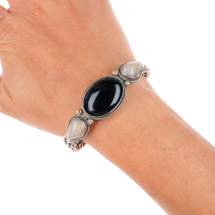 6.5" Patrick Smith Navajo sterling silver Onyx cuff bracelet