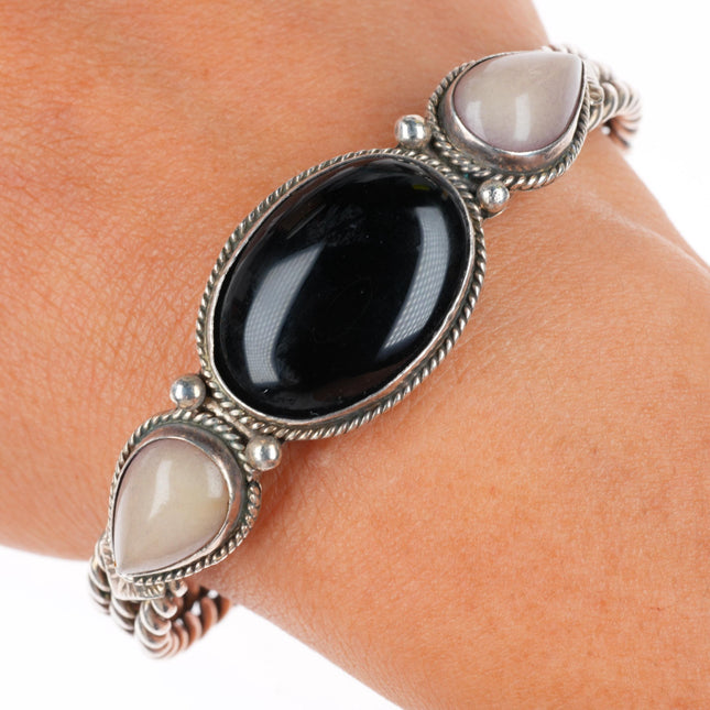6.5" Patrick Smith Navajo sterling silver Onyx cuff bracelet
