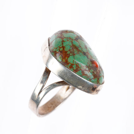 sz9.5 Des Enfants southwestern sterling silver turquoise ring with coral inlay