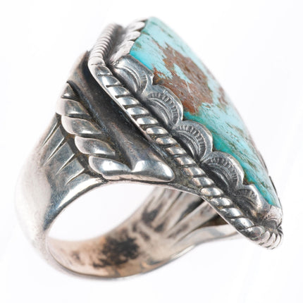 sz10 vintage Navajo Pilot Mountain turquoise large sterling silver ring