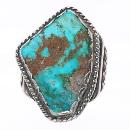 sz10 vintage Navajo Pilot Mountain turquoise large sterling silver ring