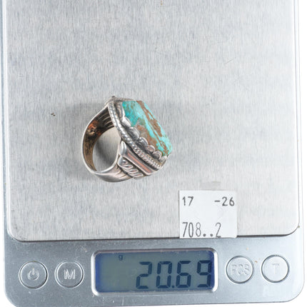 sz10 vintage Navajo Pilot Mountain turquoise large sterling silver ring