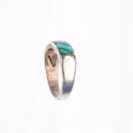 sz8 Allen Pooyouma Hopi vintage channel inlay turquoise ring size 8
