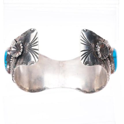 6.5" vintage Navajo sterling silver turquoise watch cuff bracelet