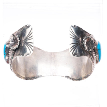 6.5" vintage Navajo sterling silver turquoise watch cuff bracelet