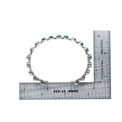 6.6" Harrison & Betty Begaye Navajo sterling silver turquoise row cuff bracelet
