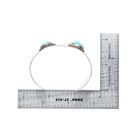 6.25" vintage Native American sterling silver wide band turquoise cuff bracelet