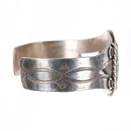 6.8" 1940's Navajo Pilot Mountain turquoise sterling silver cuff bracelet