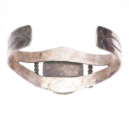 6.8" 1940's Navajo Pilot Mountain turquoise sterling silver cuff bracelet