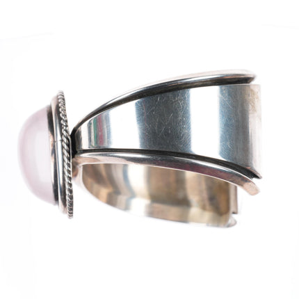 6.5" ED Navajo Rose quartz sterling silver modernist cuff bracelet