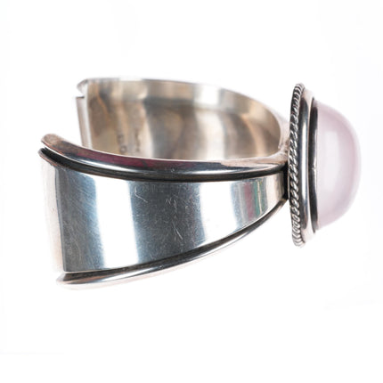 6.5" ED Navajo Rose quartz sterling silver modernist cuff bracelet