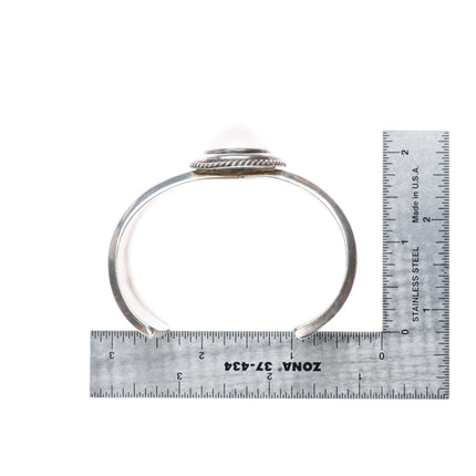 6.5" ED Navajo Rose quartz sterling silver modernist cuff bracelet