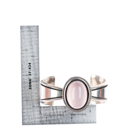 6.5" ED Navajo Rose quartz sterling silver modernist cuff bracelet