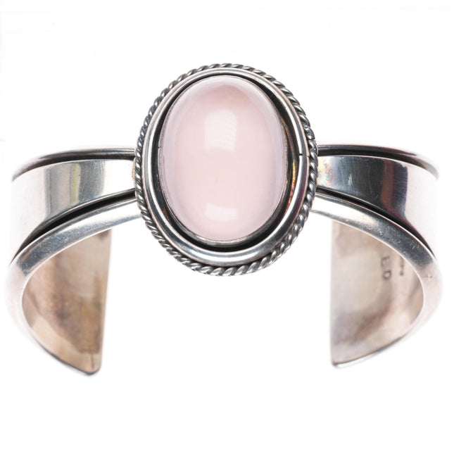 6.5" ED Navajo Rose quartz sterling silver modernist cuff bracelet