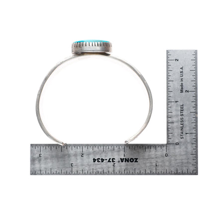 7.1" Tommy Jackson Navajo sterling silver rug pattern cuff bracelet - Turquoise