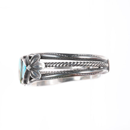 6.2" 1930's Navajo carinated sterling silver 3 stone turquoise cuff bracelet
