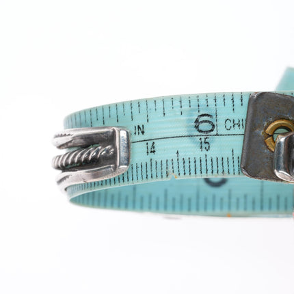 6.2" 1930's Navajo carinated sterling silver 3 stone turquoise cuff bracelet