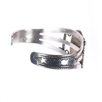 6.9" c1930-40's Navajo vintage sterling silver cuff bracelet with turquoise
