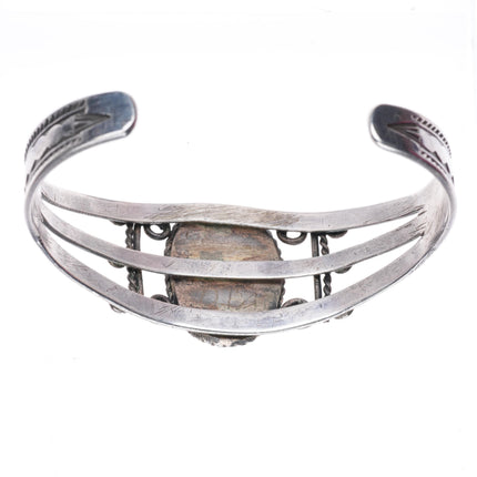6.9" c1930-40's Navajo vintage sterling silver cuff bracelet with turquoise