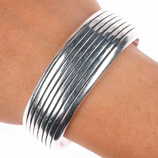 6.5" Gene & Martha Jackson Navajo sterling silver ribbed modernist cuff bracelet