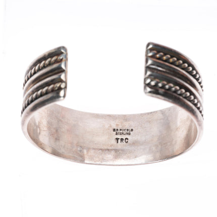 6.4" Vintage TRC Santo Domingo Pueblo sterling silver Kewa cuff bracelet