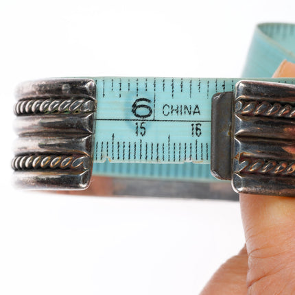 6.4" Vintage TRC Santo Domingo Pueblo sterling silver Kewa cuff bracelet