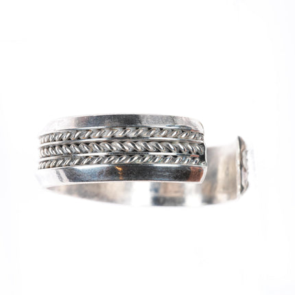 6.3" Douglas Etsitty Navajo sterling silver braded sturdy stacker cuff bracelet