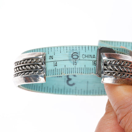 6.3" Douglas Etsitty Navajo sterling silver braded sturdy stacker cuff bracelet
