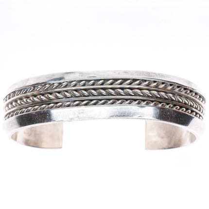 6.3" Douglas Etsitty Navajo sterling silver braded sturdy stacker cuff bracelet