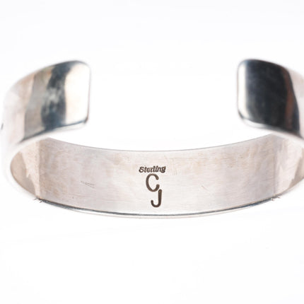 6.4" Charlie John Navajo sterling silver stamped/chiseled cuff bracelet