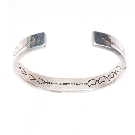 6.3" Ernest Tsosie Navajo slim stacker stamped sterling silver cuff bracelet